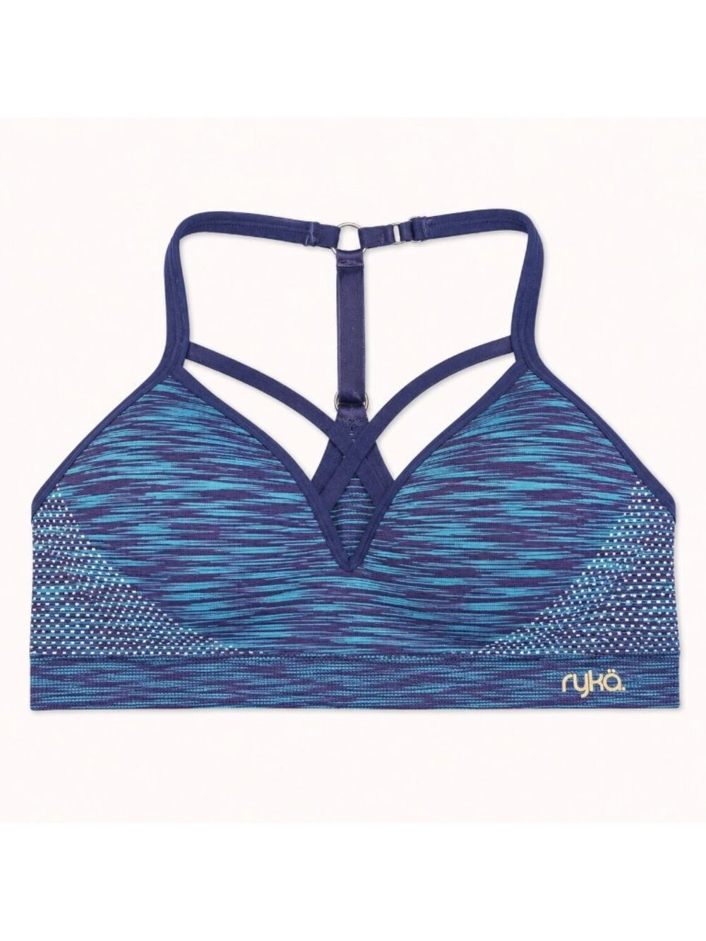 Ryka Womens Padded Sports Bra Size M Adjustable Straps In Space Blue Purple Prin